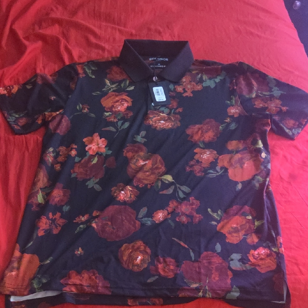 Bonobos Black and Red Floral Polo Shirt